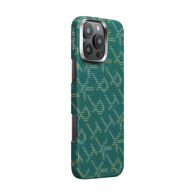 Pitaka Monogram Case for iPhone 16 Series- Gold/Green