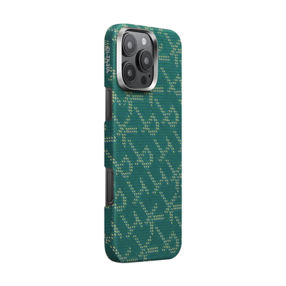 Pitaka Monogram Case for iPhone 16 Series- Gold/Green