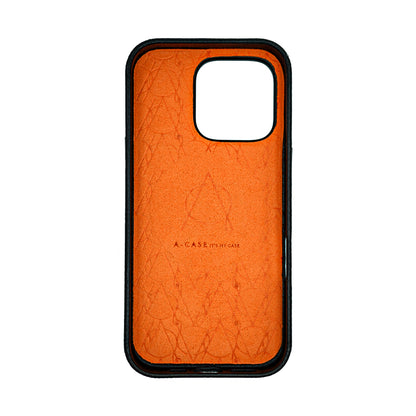 Amur Pro Leather Case For iPhone 16 Series-Orange/Black