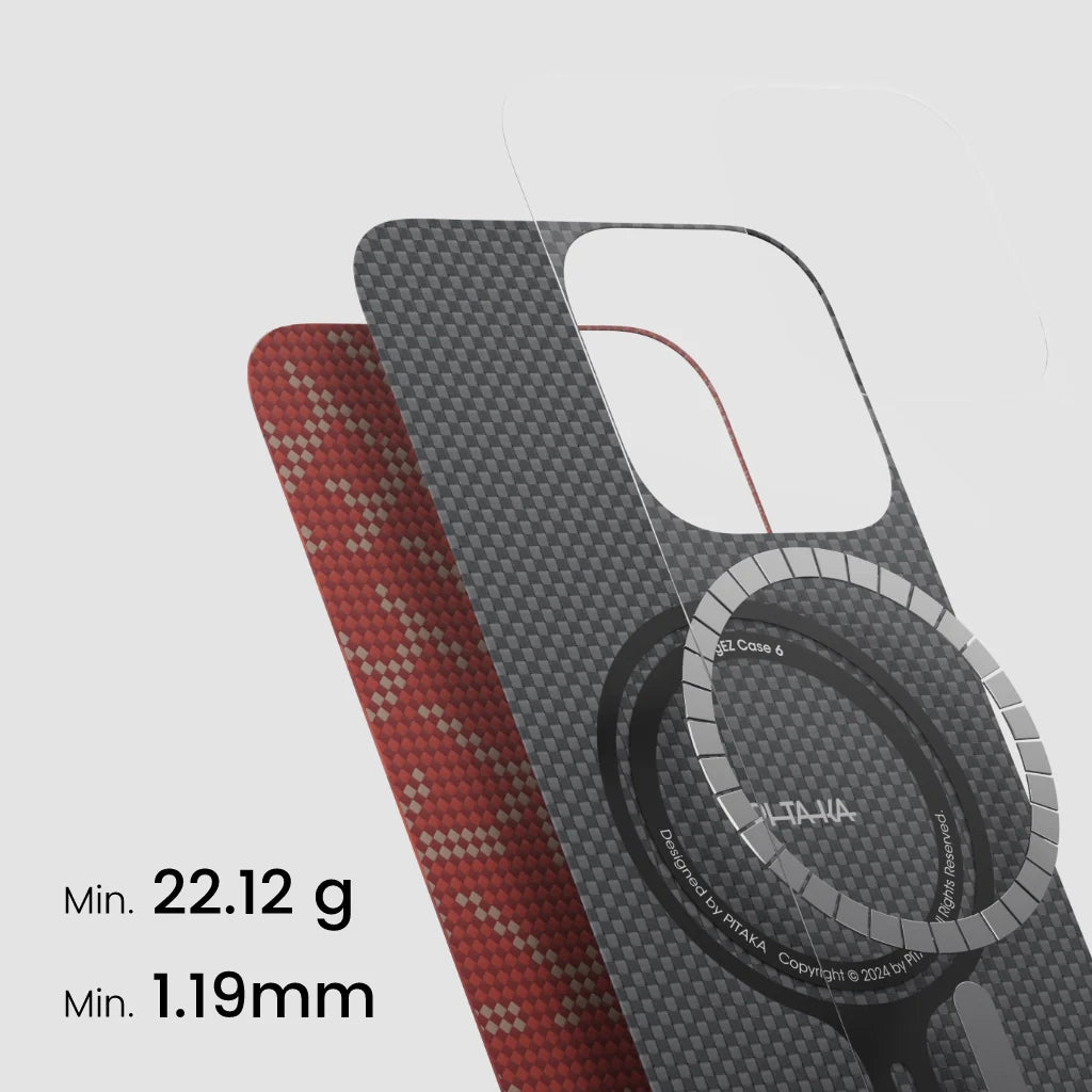 Pitaka Monogram Case for iPhone 16 Series- Gold/Red