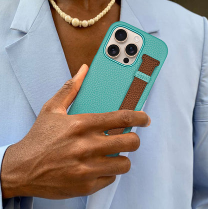 Amur Pro Leather Case For iPhone 16 Series - Tiffany/Brown