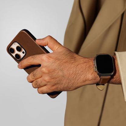 Elmas American Leather Case for iPhone 16 Series-Brown