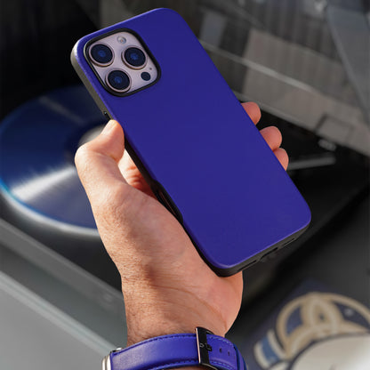 Elmas American Leather Case for iPhone 16 Series-Blue