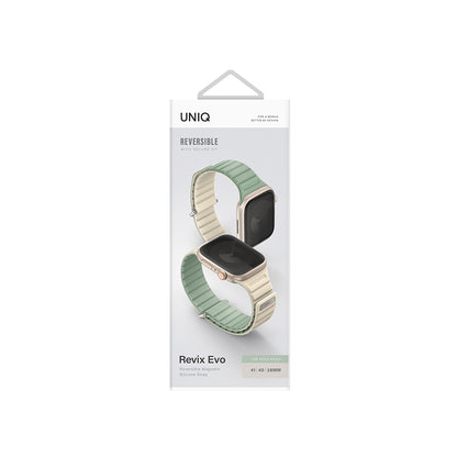 Uniq Revix Evo Reversible Magnetic Apple Watch Strap 49/45/44/42MM – Soft Mint / beige