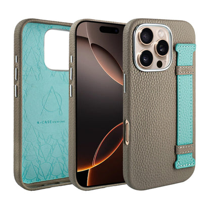 Amur Pro Leather Case For iPhone 16 Series-Green/Black