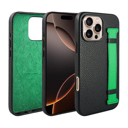 Amur Pro Leather Case For iPhone 16 Series-Green/Black