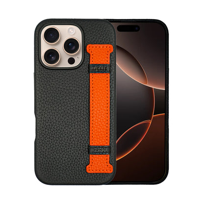 Amur Pro Leather Case For iPhone 16 Series-Orange/Black