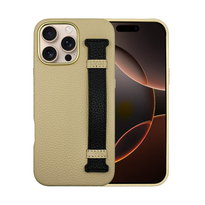 Amur Pro Leather Case For iPhone 16 Series-Beige/Black