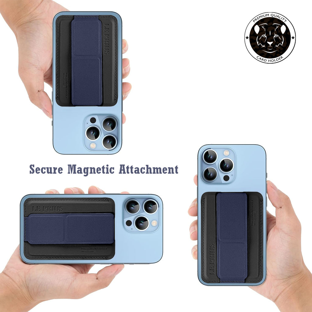 Bengal Card Holder with Magnetic Grip and Extendable Stand-Black