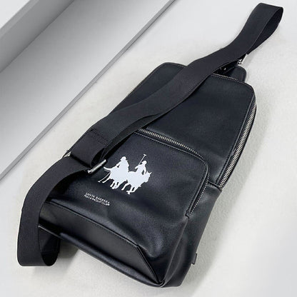 Santa Barbara Stylish Shouler Bag Made of Genuine Leather - Black