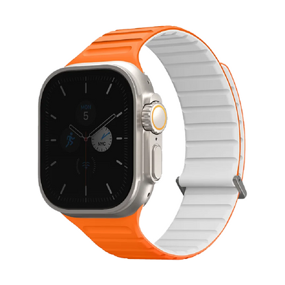 Uniq Revix Evo Reversible Magnetic Apple Watch Strap 49/45/44/42MM – Amber Orange / White