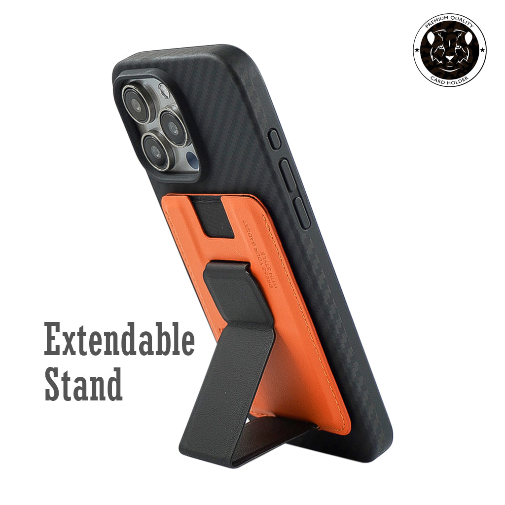 Bengal Card Holder with Magnetic Grip and Extendable Stand-Orange