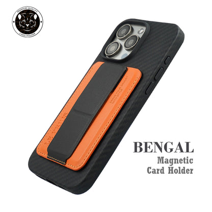 Bengal Card Holder with Magnetic Grip and Extendable Stand-Orange