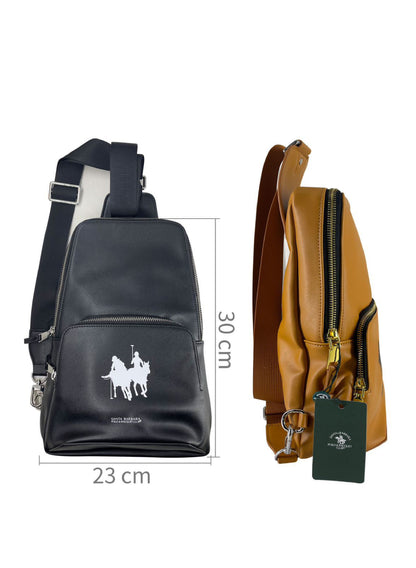 Santa Barbara Stylish Shouler Bag Made of Genuine Leather - Black