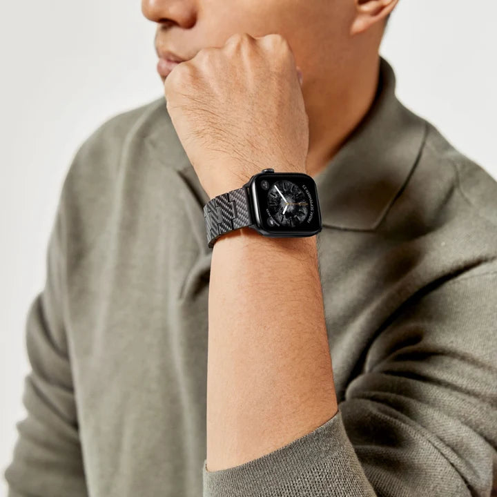 Carbon Fiber Watch Band Compatible with iWatch Series 9-1, SE, Ultra and Ultra 2- Genuine Black