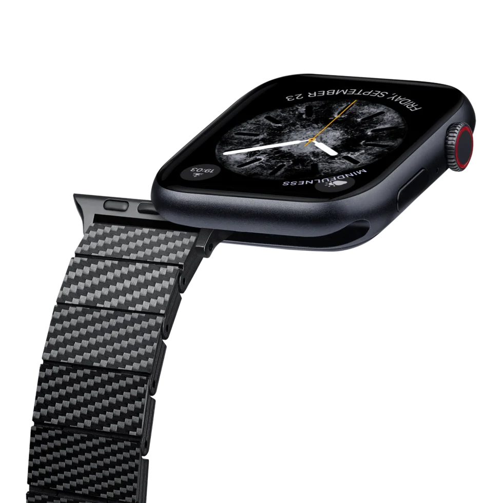 Carbon Fiber Watch Band Compatible with iWatch Series 9-1, SE, Ultra and Ultra 2- Genuine Black