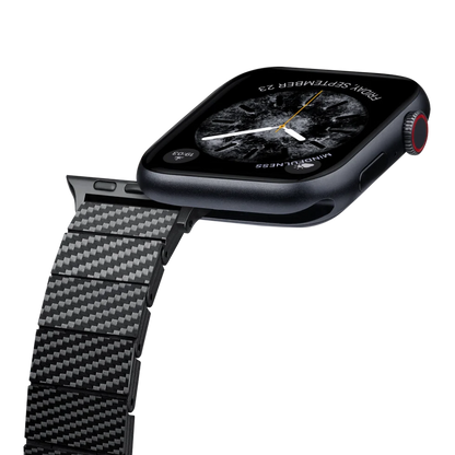 Carbon Fiber Watch Band Compatible with iWatch Series 9-1, SE, Ultra and Ultra 2- Genuine Black